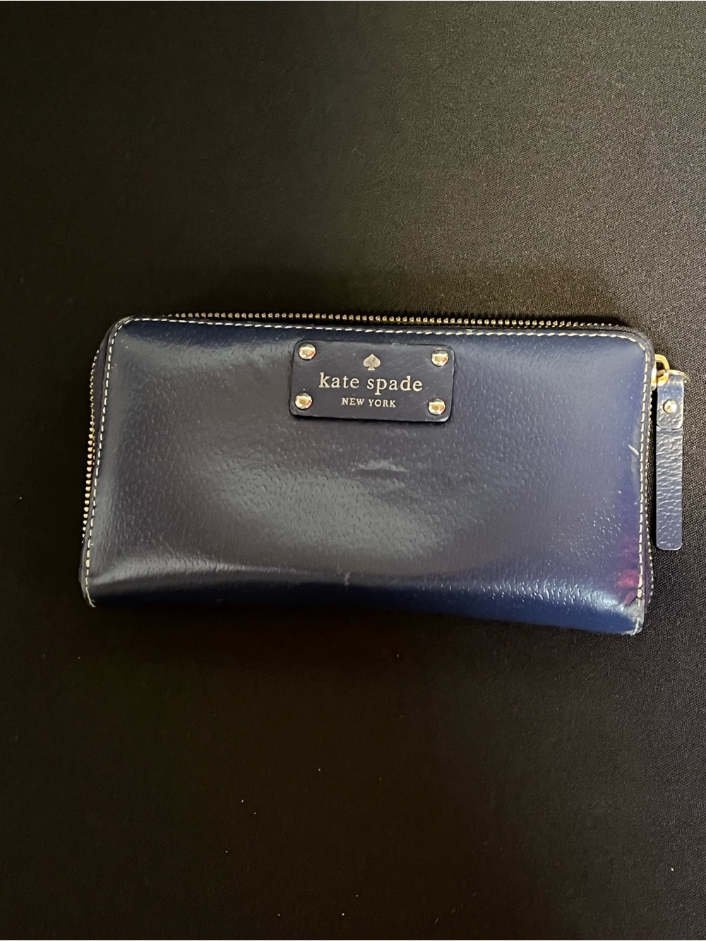 Kate Spade New York Navy Blue Leather Zip Around Wallet
